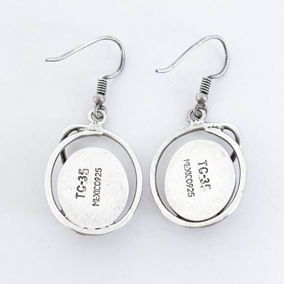 Vintage Mexico Sterling Silver 925 Spiny Red Oyster Swirl Dangle Earrings - Picture 5 of 7